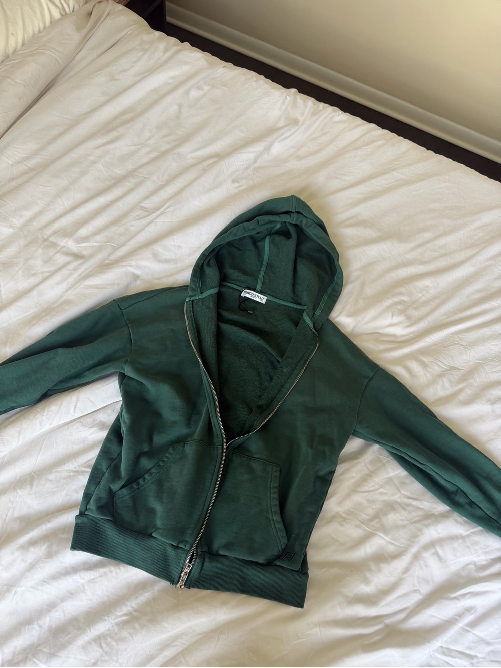 Princess Polly Dark Green Zip-Up Hoodie Jacket